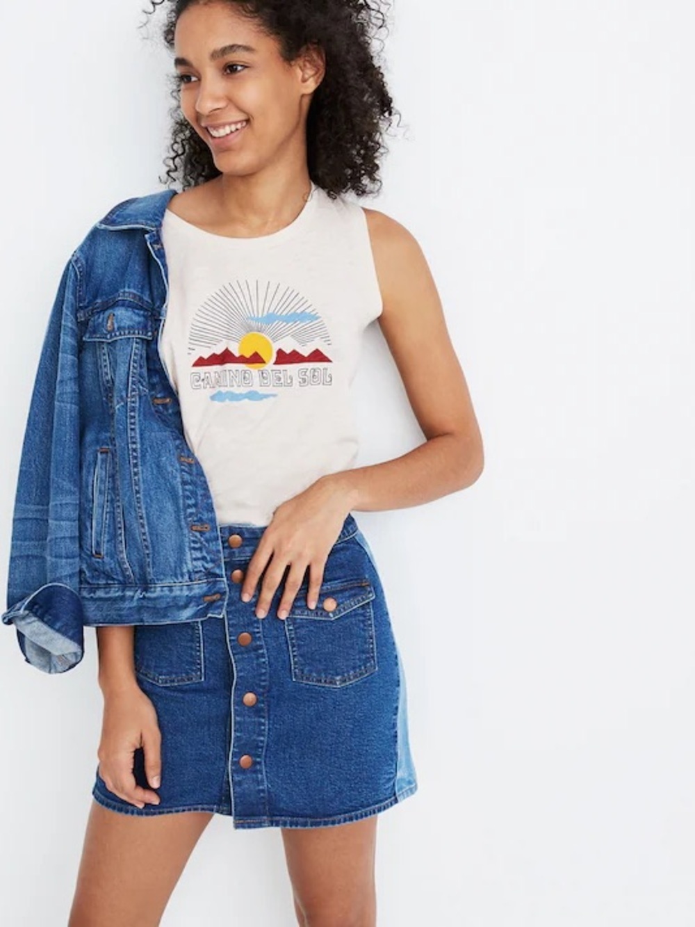 Madewell Stretch Denim Straight Mini Skirt: Pieced Edition